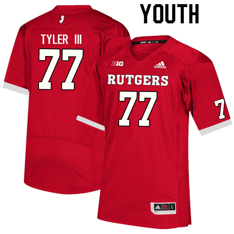 Youth #77 Willie Tyler III Rutgers Scarlet Knights College Football Jerseys Sale-Scarlet